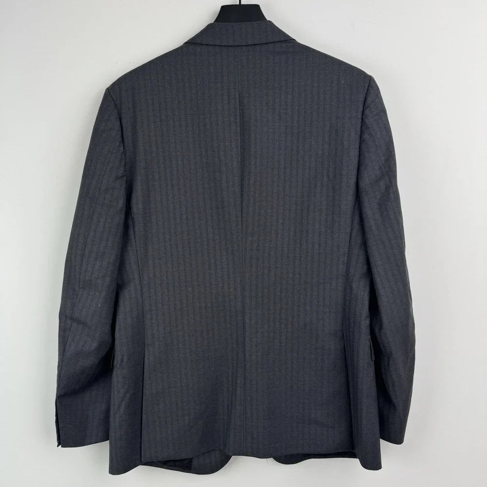 Z Zegna Sport Coat Mens 40R Gray Wool Shadow Stripe Blazer Made in Italy‎ Drop8
